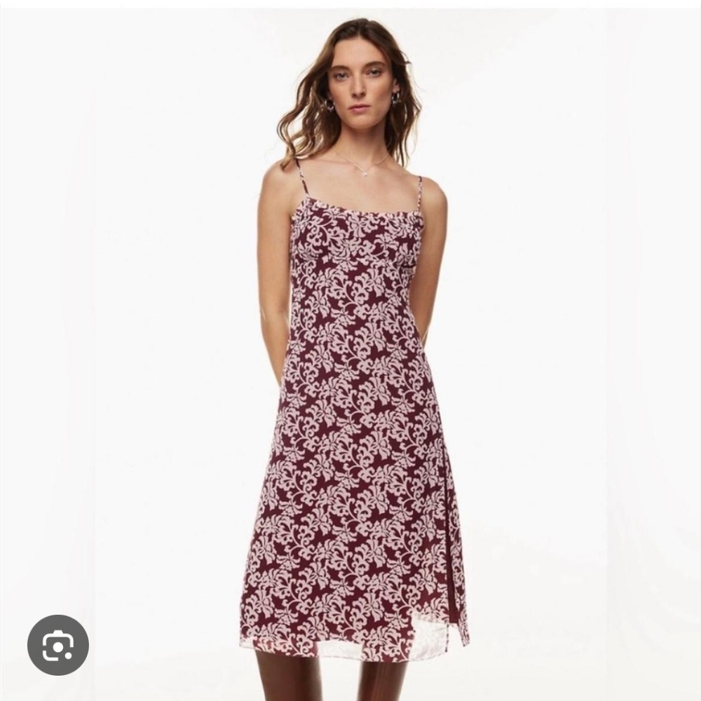 Wilfred Maroon and White Floral Midi Dress